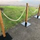 Character Oak Rope Barrier Post with Steel Base  (MOQ 3 Units)