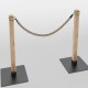 Character Oak Rope Barrier Post with Steel Base  (MOQ 3 Units)